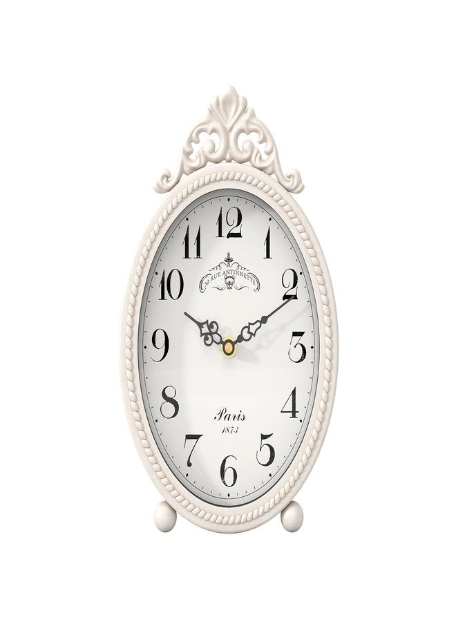 Abdurey Vintage Table Clock on Stand, Desk and Shelf Decorative Clock, French Rustic Style Antique White Mantel Clocks for Living Room,Farmhouse,Bedroom,Bedside,Gift Clocks - Image 1